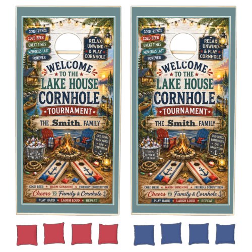 Personalized Welcome to the Lake House Cornhole Set