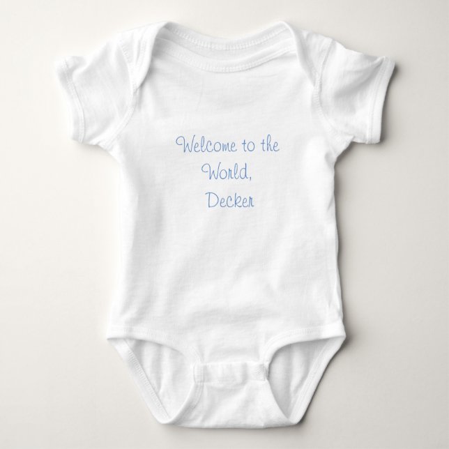 Personalized "Welcome to the World" baby bodysuit (Front)