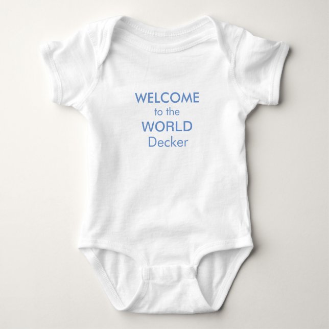 Personalized "Welcome to the World" baby bodysuit (Front)