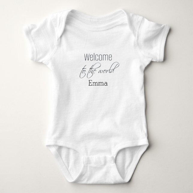 Personalized "Welcome to the World" baby bodysuit (Front)