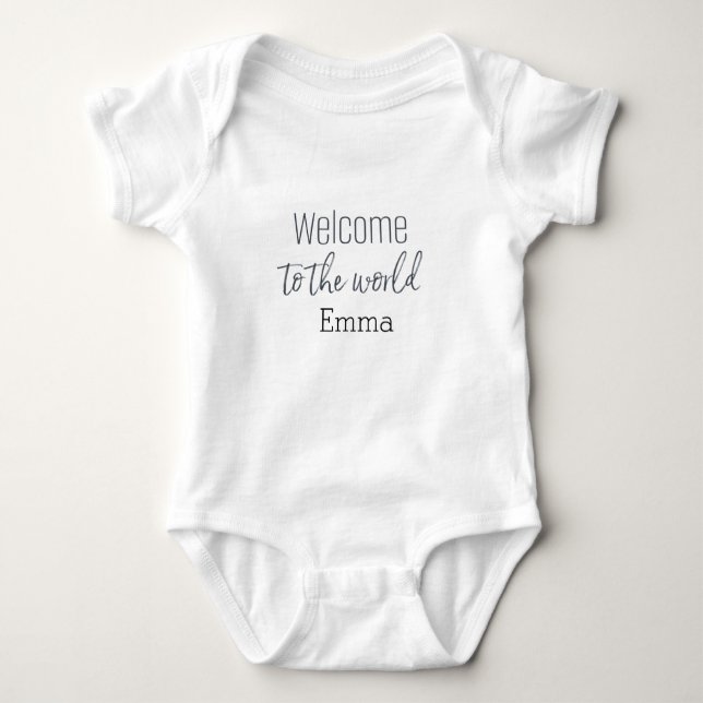 Personalized "Welcome to the World" baby bodysuit (Front)