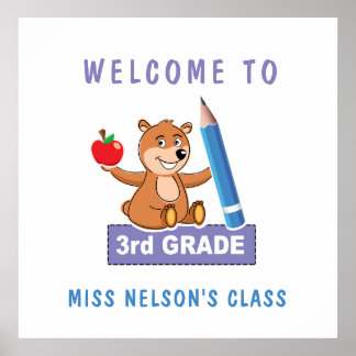 Personalized Welcome to Third Grade Poster