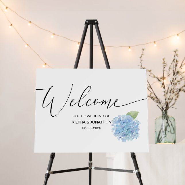 Personalized Welcome Wedding Sign Hydrangea (In Situ (Stand))