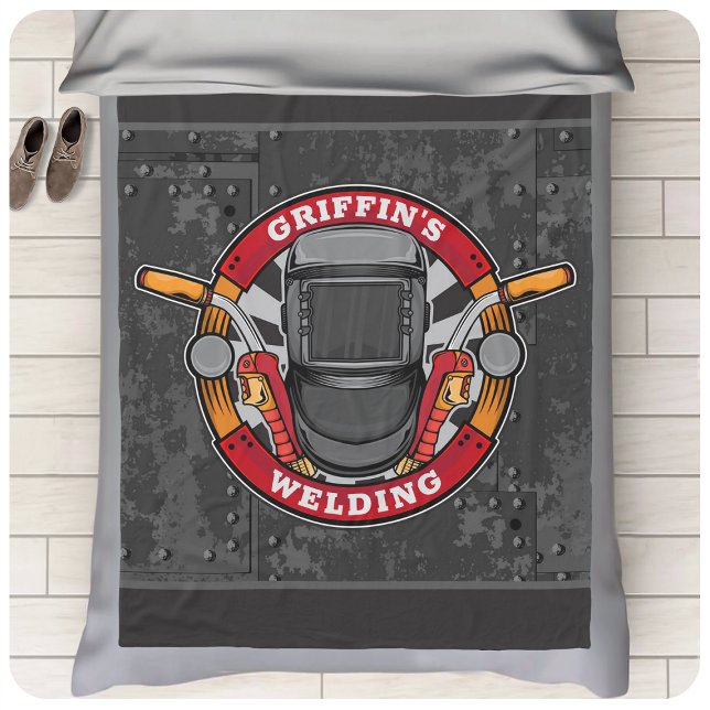 Personalized Welder Metal Fabricator Welding Shop Fleece Blanket (Creator Uploaded)