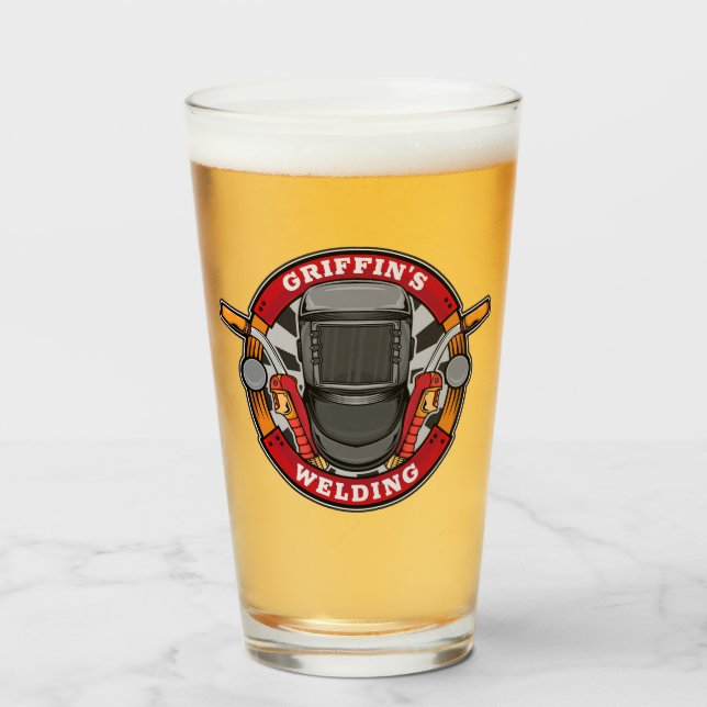 Personalized Welder Metal Fabricator Welding Shop Glass (Front Filled)