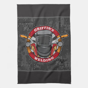 Personalized Welder Metal Fabricator Welding Shop Kitchen Towel