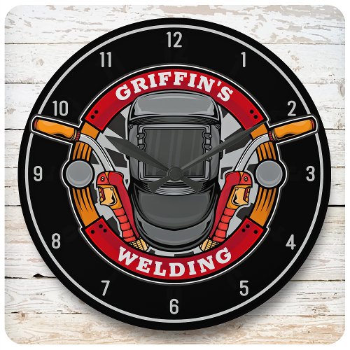 Personalized Welder Metal Fabricator Welding Shop Large Clock
