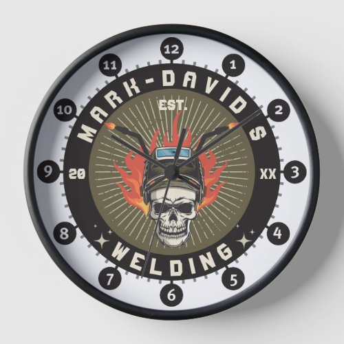 Personalized Welder Metal Worker Welding Workshop Clock