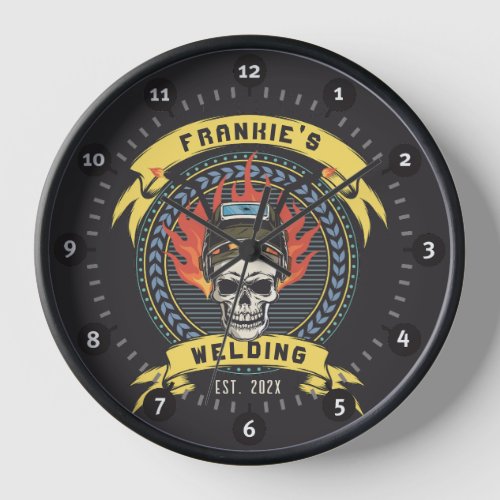 Personalized Welder Skull Worker Welding Workshop Clock