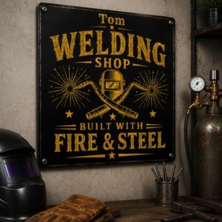 Personalized Welding Shop Metal Wall Sign