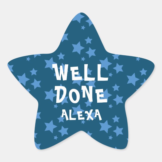 Personalized Well Done Teacher Encouragement Star Sticker (Front)