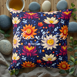 Personalized Wellness Floral Cushion with Quote