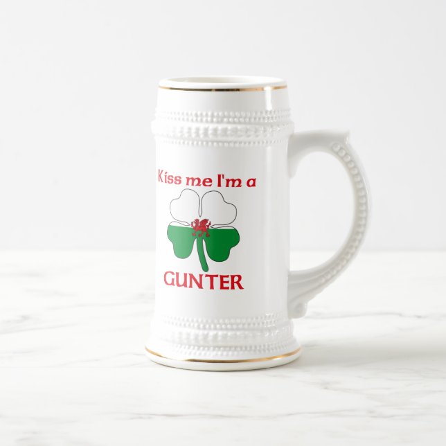 Personalized Welsh Kiss Me I'm Gunter Beer Stein (Right)