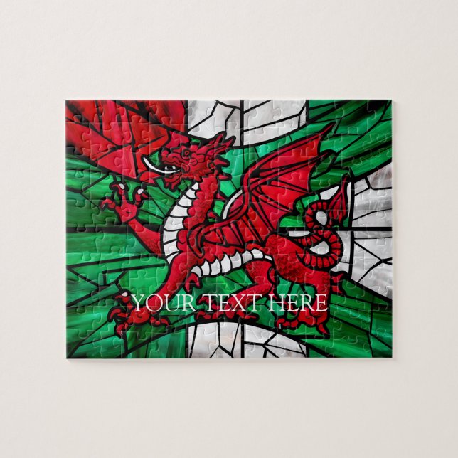Personalized Welsh Red Dragon Designer Jigsaw Puzz Jigsaw Puzzle (Horizontal)