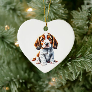 Personalized Welsh Springer Spaniel Puppy Ceramic Ornament