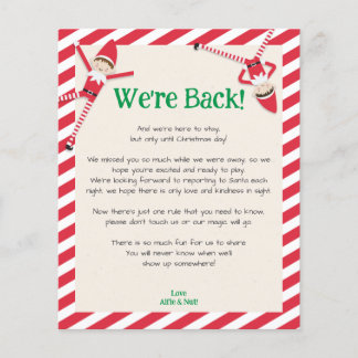 Personalized "We're Back!" Elf Welcome Letter