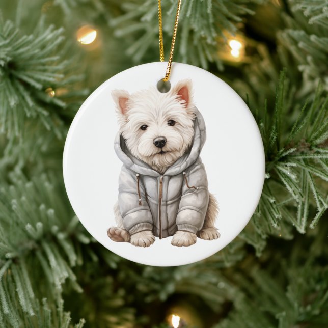Personalized West Highland White Terrier Dog Ceramic Ornament (Tree)
