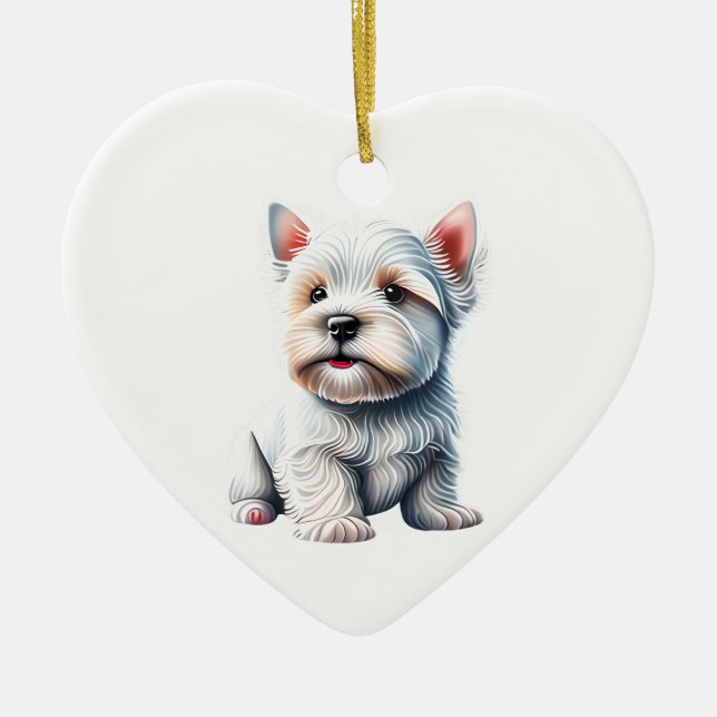 Personalized West Highland White Terrier Puppy Ceramic Ornament (Front)