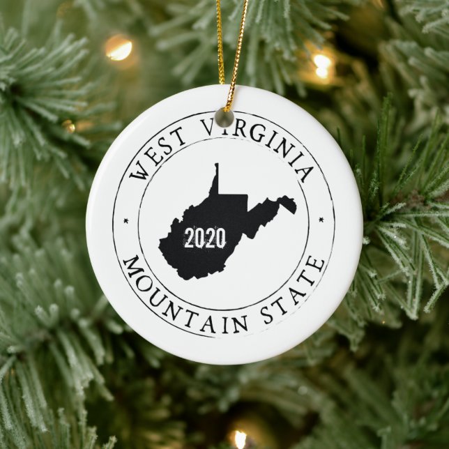 Personalized West Virginia Ceramic Ornament (Tree)