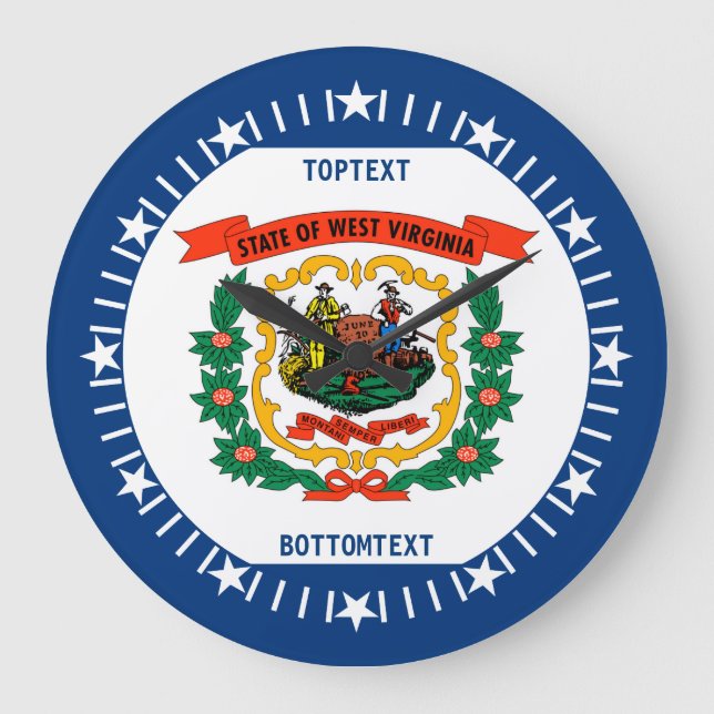 Personalized West Virginia State Flag Design on a Large Clock (Front)