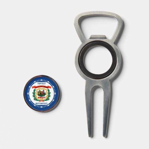 Personalized West Virginia State Flag on a Divot Tool