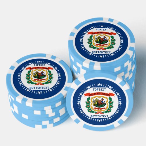 Personalized West Virginia State Flag on a Poker Chips