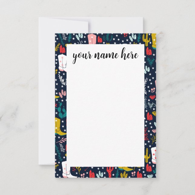 Personalized Western Cowgirl Notecards (Front)