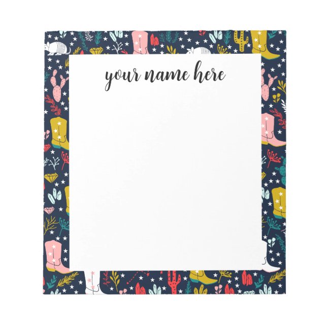 Personalized Western Cowgirl Notepad (Front)