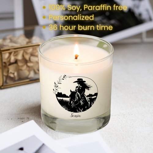 Personalized WesternCowgirl Rodeo Equestrian Scented Candle