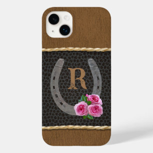 Personalized Western Horseshoe & Pink Roses Case-Mate iPhone 14 Plus Case