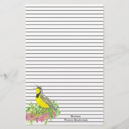 Personalized Western Meadowlark Letter Writing Stationery