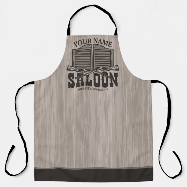 Personalized Western Rifle Guns Old Saloon Bar  Apron (Front)