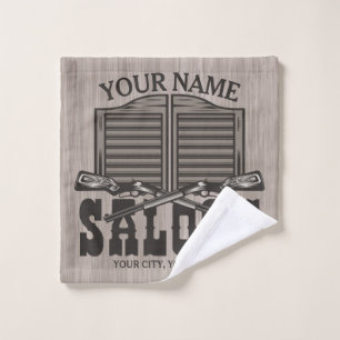 Personalized Western Rifle Guns Old Saloon Bar   Bath Towel Set