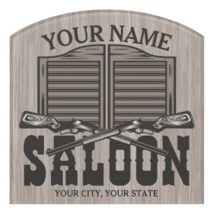 Personalized Western Rifle Guns Old Saloon Bar Door Sign