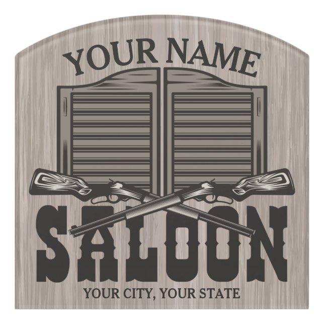 Personalized Western Rifle Guns Old Saloon Bar  Door Sign (Contour Front)