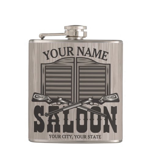Personalized Western Rifle Guns Old Saloon Bar  Flask