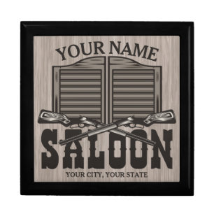 Personalized Western Rifle Guns Old Saloon Bar Gift Box