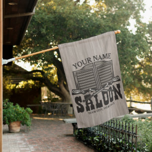 Personalized Western Rifle Guns Old Saloon Bar House Flag