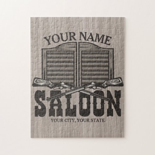 Personalized Western Rifle Guns Old Saloon Bar  Jigsaw Puzzle