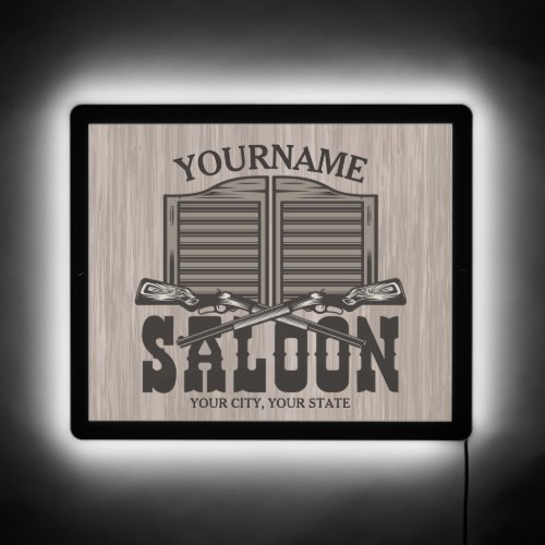 Personalized Western Rifle Guns Old Saloon Bar LED Sign