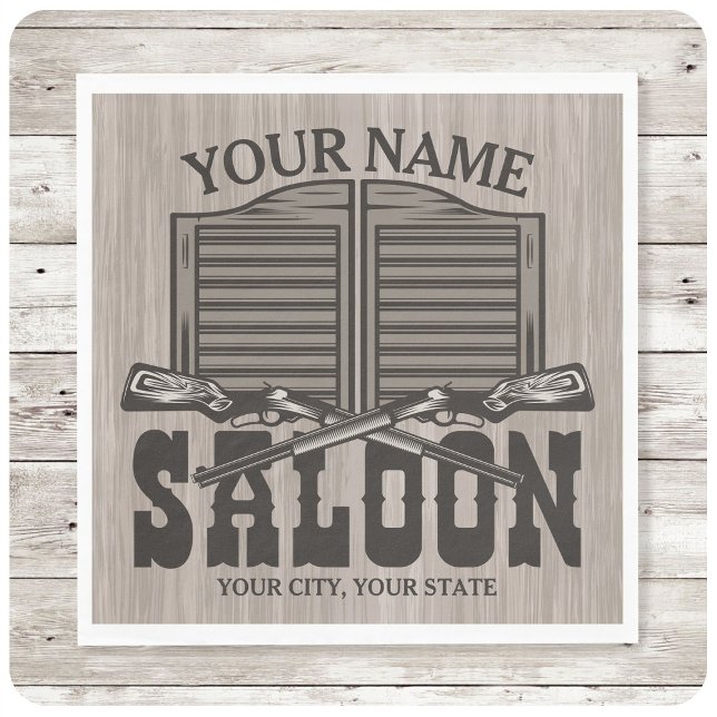 Personalized Western Rifle Guns Old Saloon Bar  Napkins (Creator Uploaded)