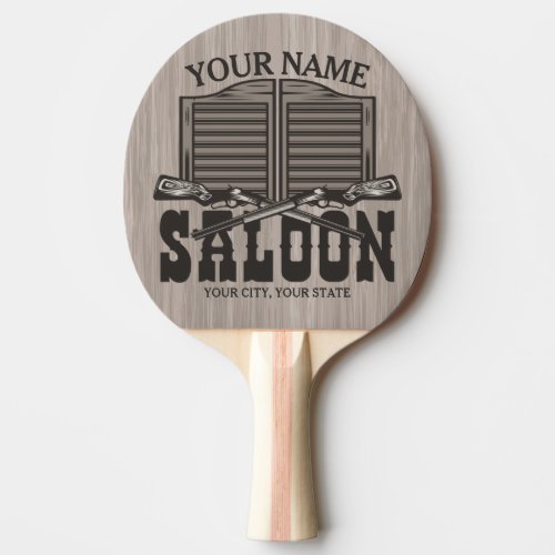 Personalized Western Rifle Guns Old Saloon Bar  Ping Pong Paddle
