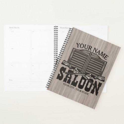 Personalized Western Rifle Guns Old Saloon Bar  Planner
