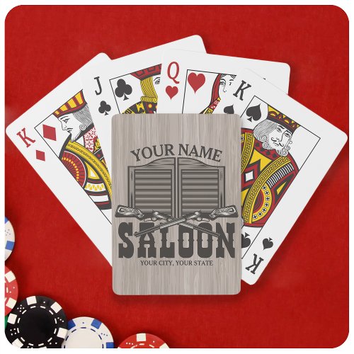 Personalized Western Rifle Guns Old Saloon Bar  Playing Cards