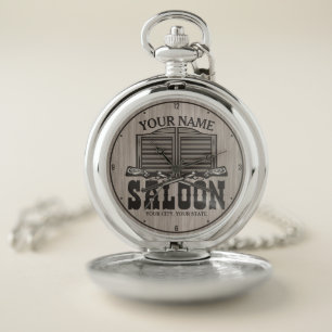 Personalized Western Rifle Guns Old Saloon Bar  Pocket Watch