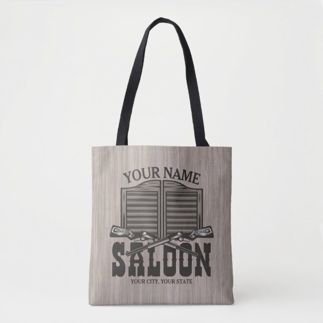 Personalized Western Rifle Guns Old Saloon Bar  Tote Bag (Front)