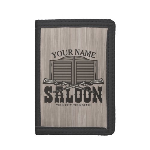 Personalized Western Rifle Guns Old Saloon Bar  Trifold Wallet