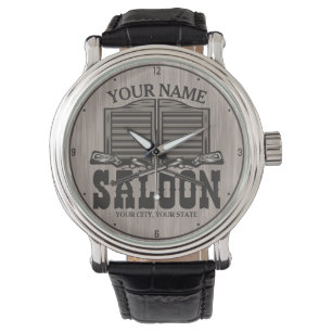Personalized Western Rifle Guns Old Saloon Bar  Watch