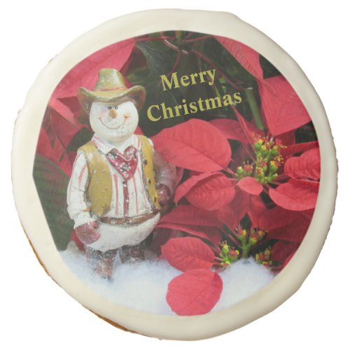 Personalized Western Snowmans Christmas Sugar Cookie