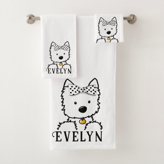 Personalized Westie Girl Bath Towel Set (Insitu)